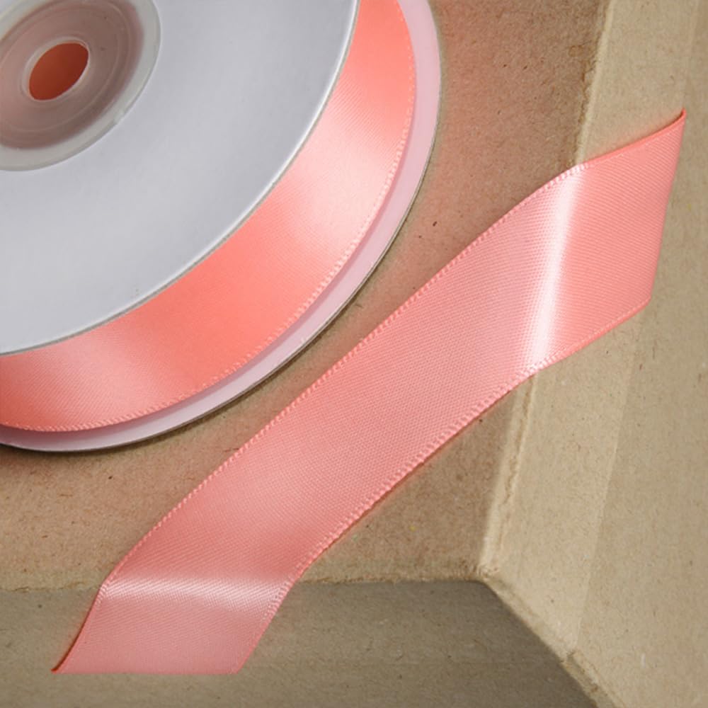 Salmon Pink | 23mm Double Faced Satin Ribbon | 25m Long