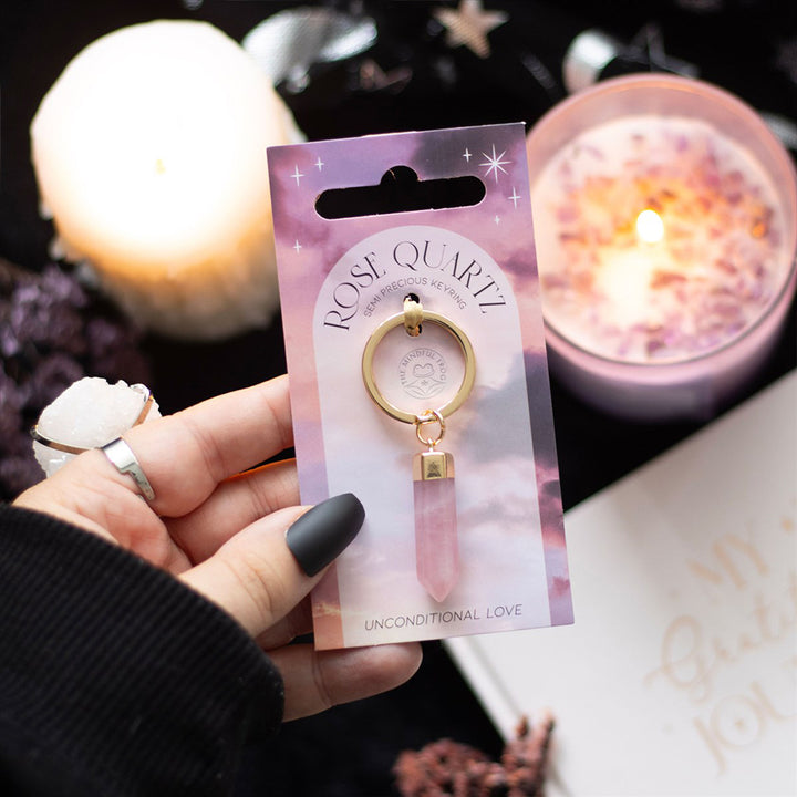 Unconditional Love | Rose Quartz Crystal Keyring | Wellbeing | Mini Gift | Cracker Filler