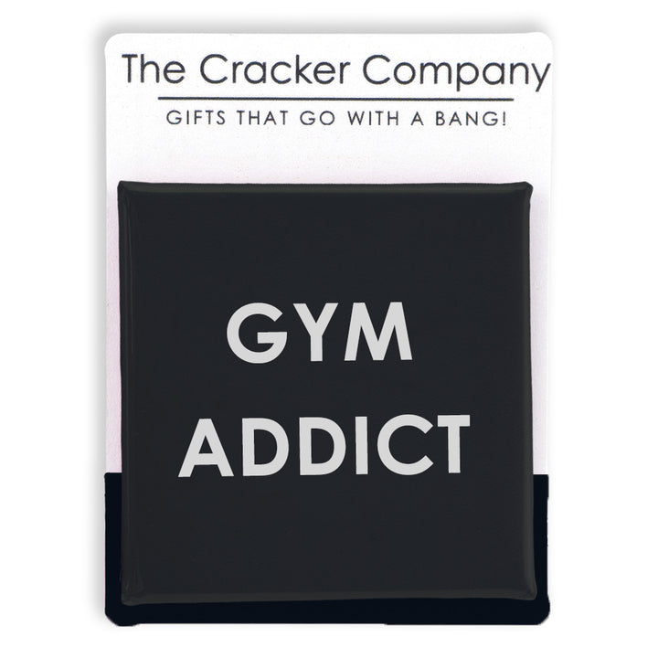 Gym Addict | 38mm Square Pin Badge | Little Gift | Cracker Filler