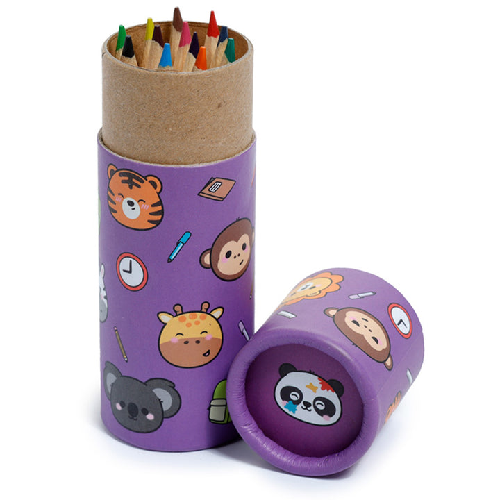 Cute Zoo | Tube of Pencil Crayons for Kids | Single | Mini Gift | Cracker Filler