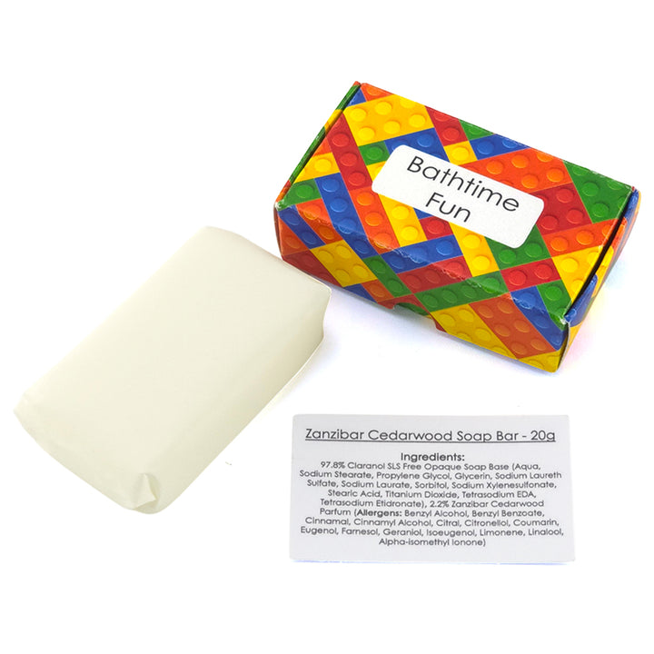 Bathtime Fun | Zanzibar & Cedarwood | 20g Travel Soap Bar | Mini Cracker Filler