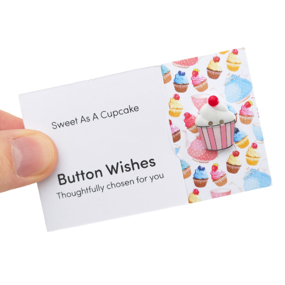 Sweet as a Cupcake | Button Wishes Sew On Token | Mini Gift | Cracker Filler