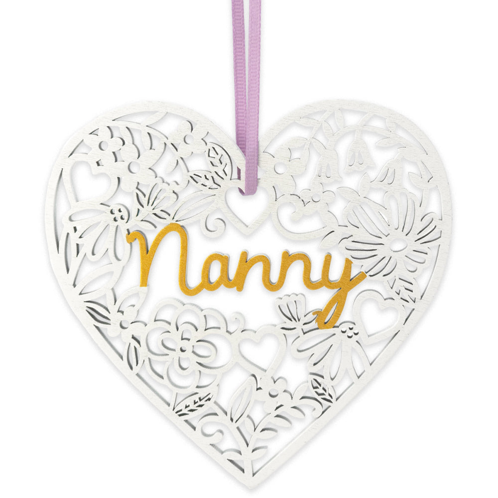 Nanny | Wooden Heart Shaped Hanging Plaque on Decorative Card | Letterbox Gift