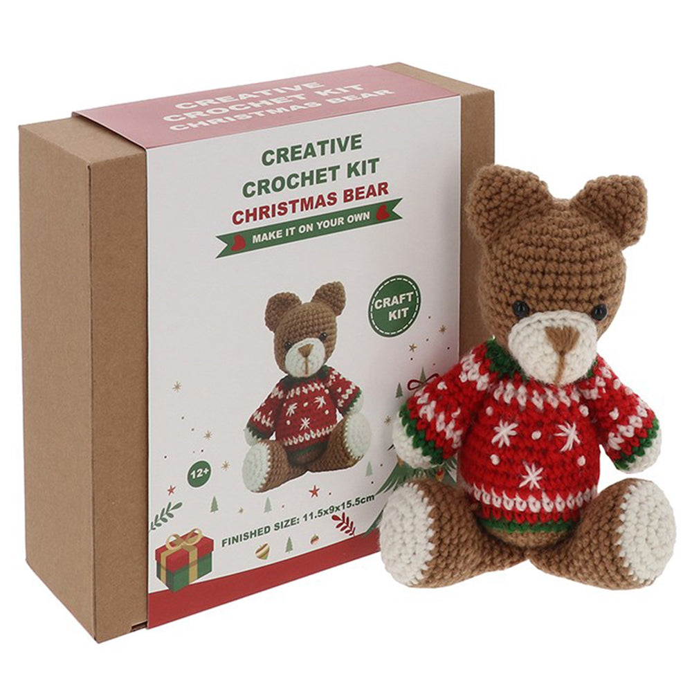 Teddy Bear in Christmas Jumper | Complete Crochet Craft Kit for Adults