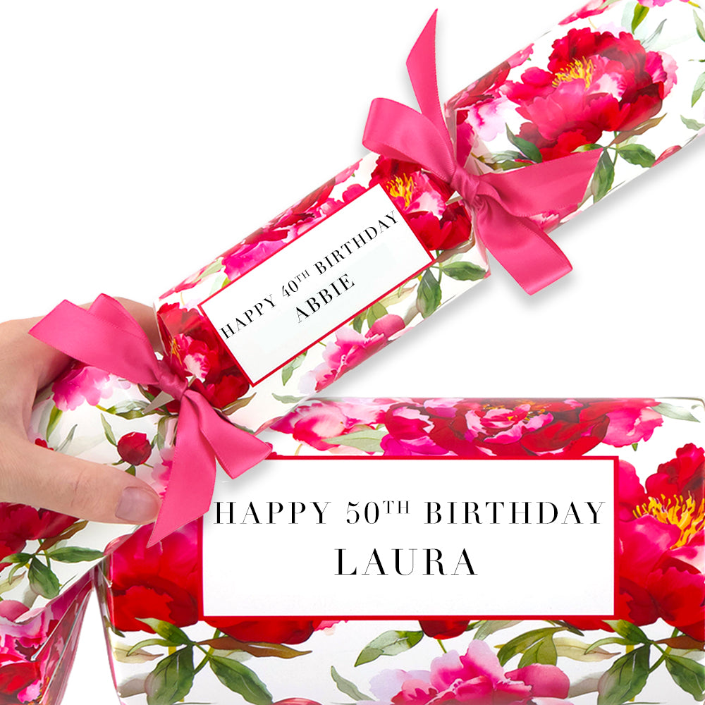 Personalised Milestone Birthday Peonies | Cracker Making Craft Kit | Add a Name