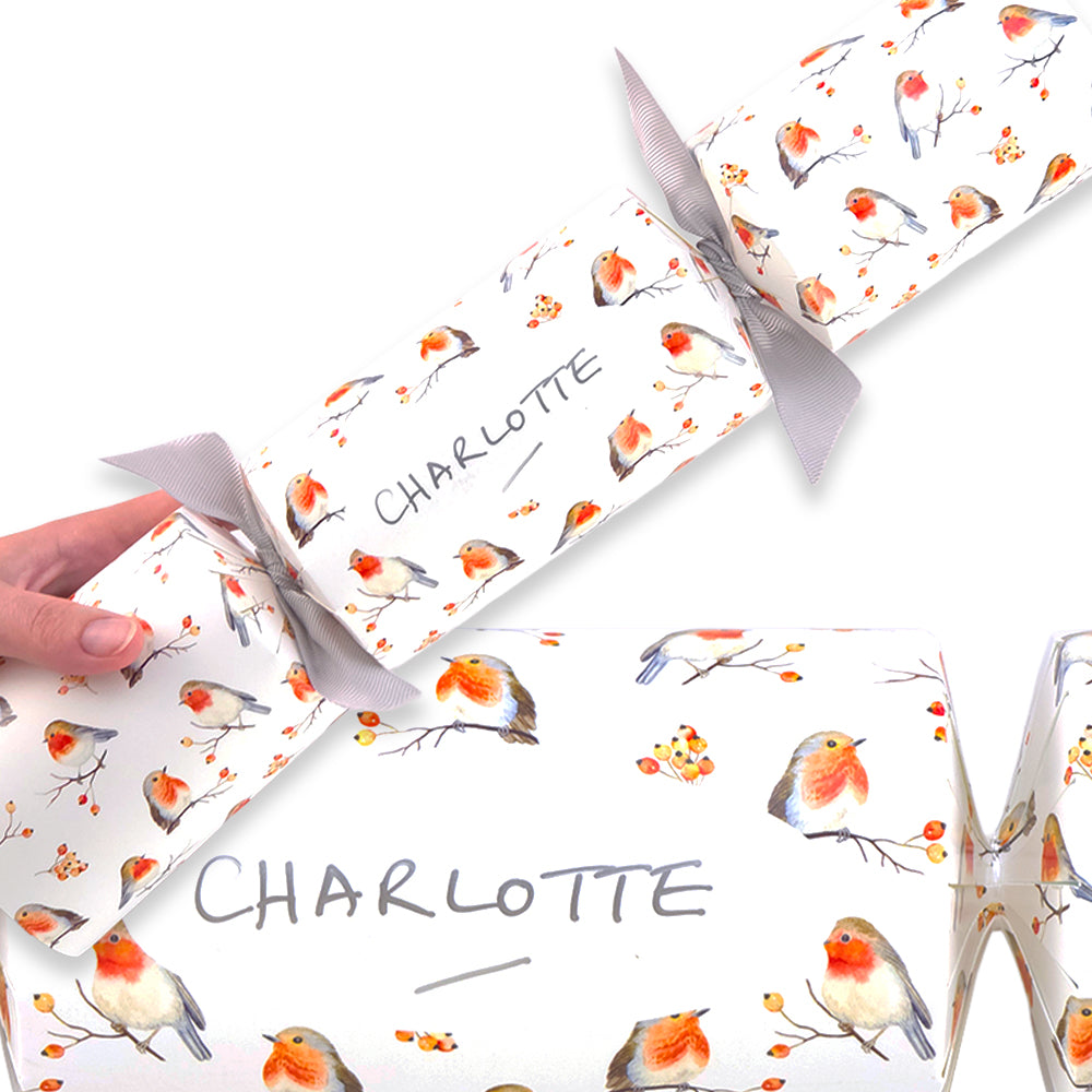 Personalise Your Own Christmas Crackers Craft Kit | Watercolour Robin | Minimum 4