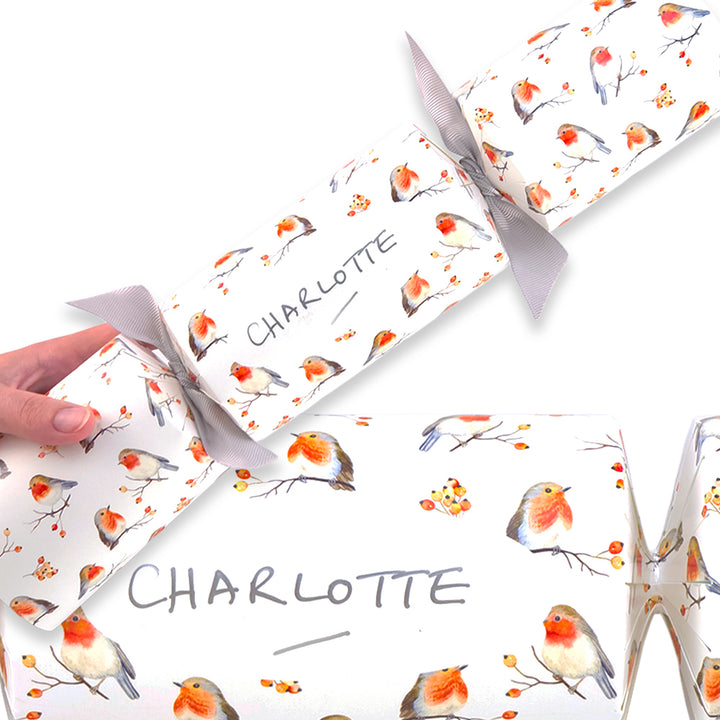Personalise Your Own Christmas Crackers Craft Kit | Watercolour Robin | Minimum 4