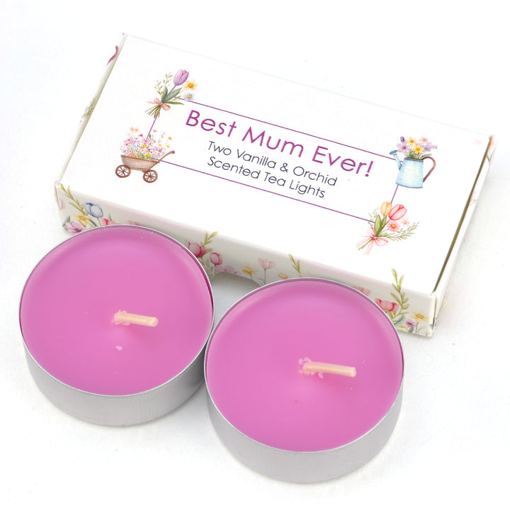 Best Mum Ever | Vanilla &amp; Orchid Tealight Candles | Mini Gift | Cracker Filler