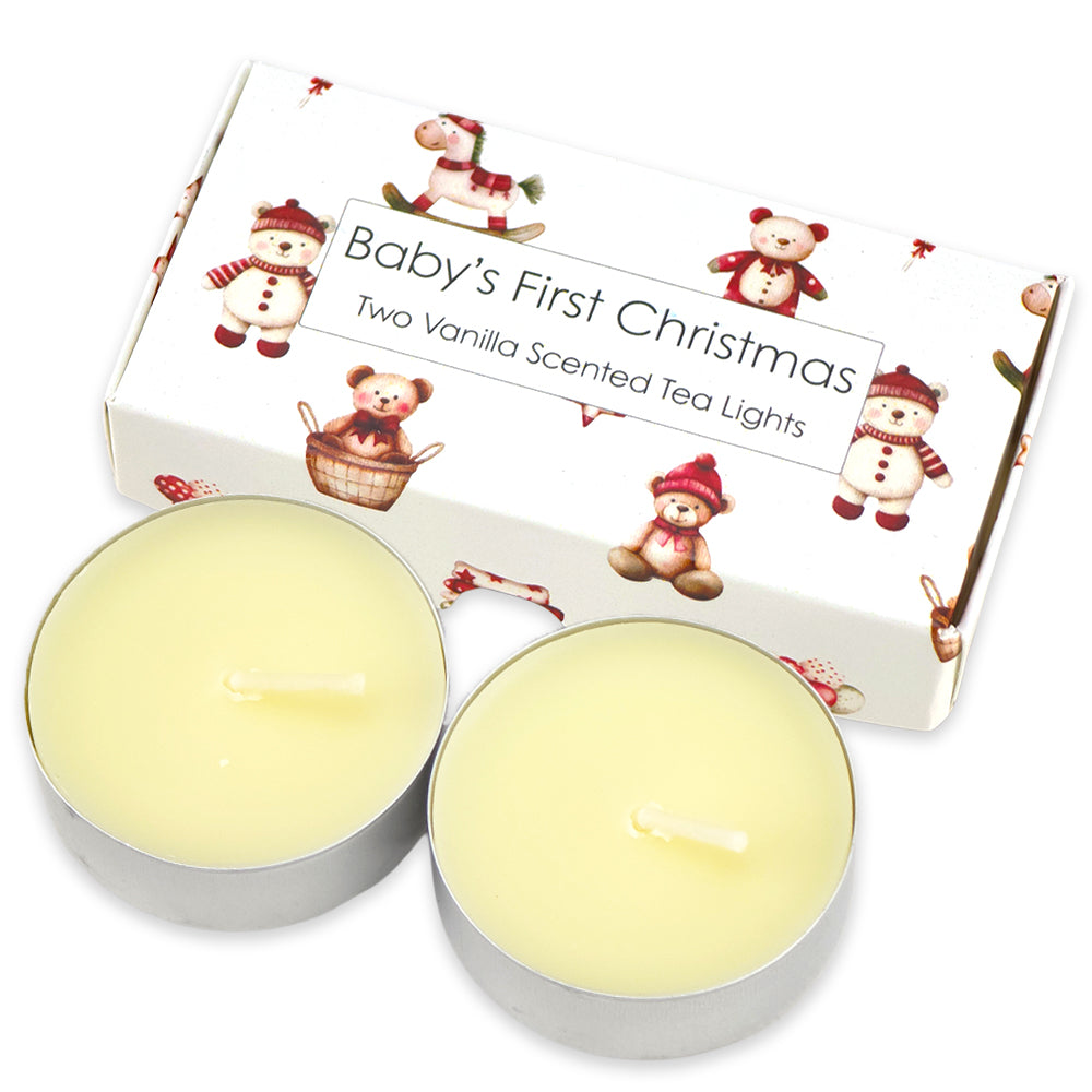 Vanilla Tealight Candles | Baby's First Christmas | Mini Gift | Cracker Filler