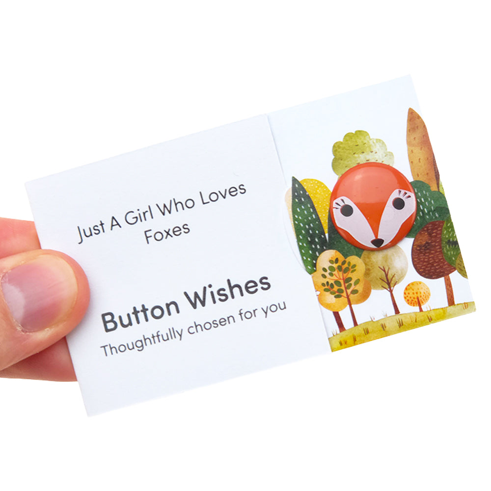 Just a Girls Who Loves Foxes | Button Wishes Sew On Token | Cracker Filler