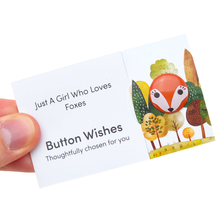 Just a Girls Who Loves Foxes | Button Wishes Sew On Token | Cracker Filler