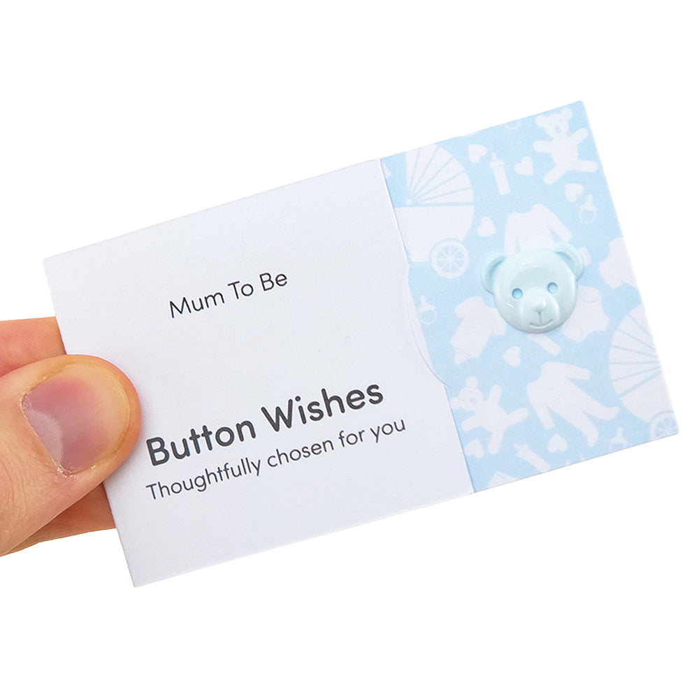 Mum to Be | Blue Bears | Button Wishes Sew On Token | Little Gift | Cracker Filler
