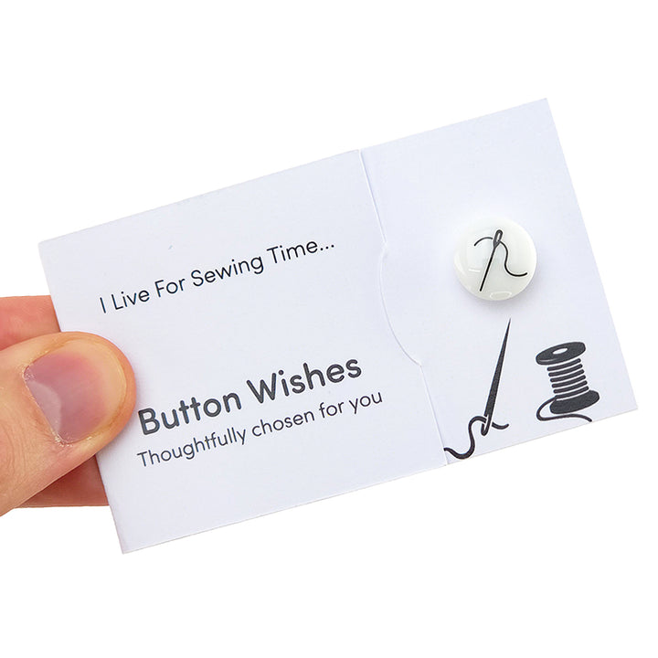 I Live For Sewing Time | Button Wishes Sew On Token | Little Gift | Cracker Filler