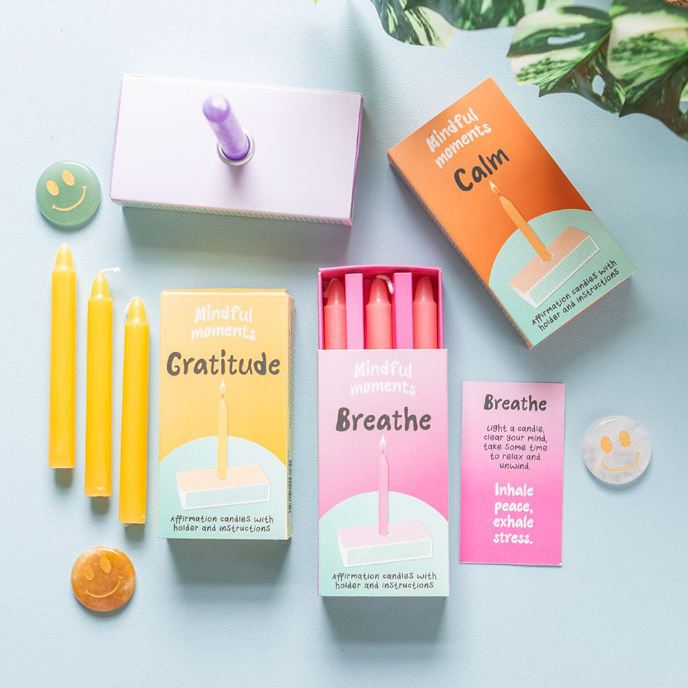 Gratitude | 3 Affirmation Candles & Holder | Oversized Matchbox of Mindfulness