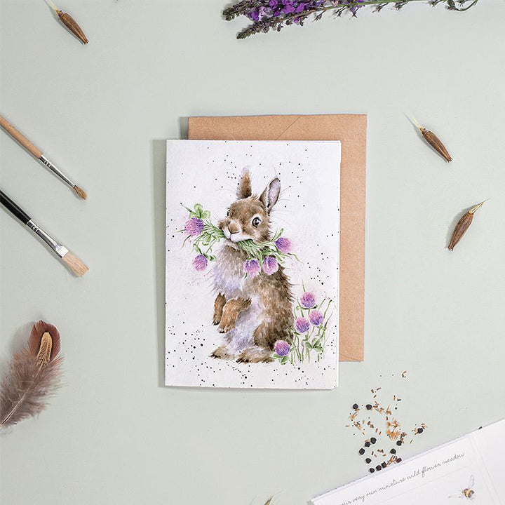 Bunny and Clover | Blank Card & Wild Flower Seeds | 10.5x15cm | Wrendale Designs