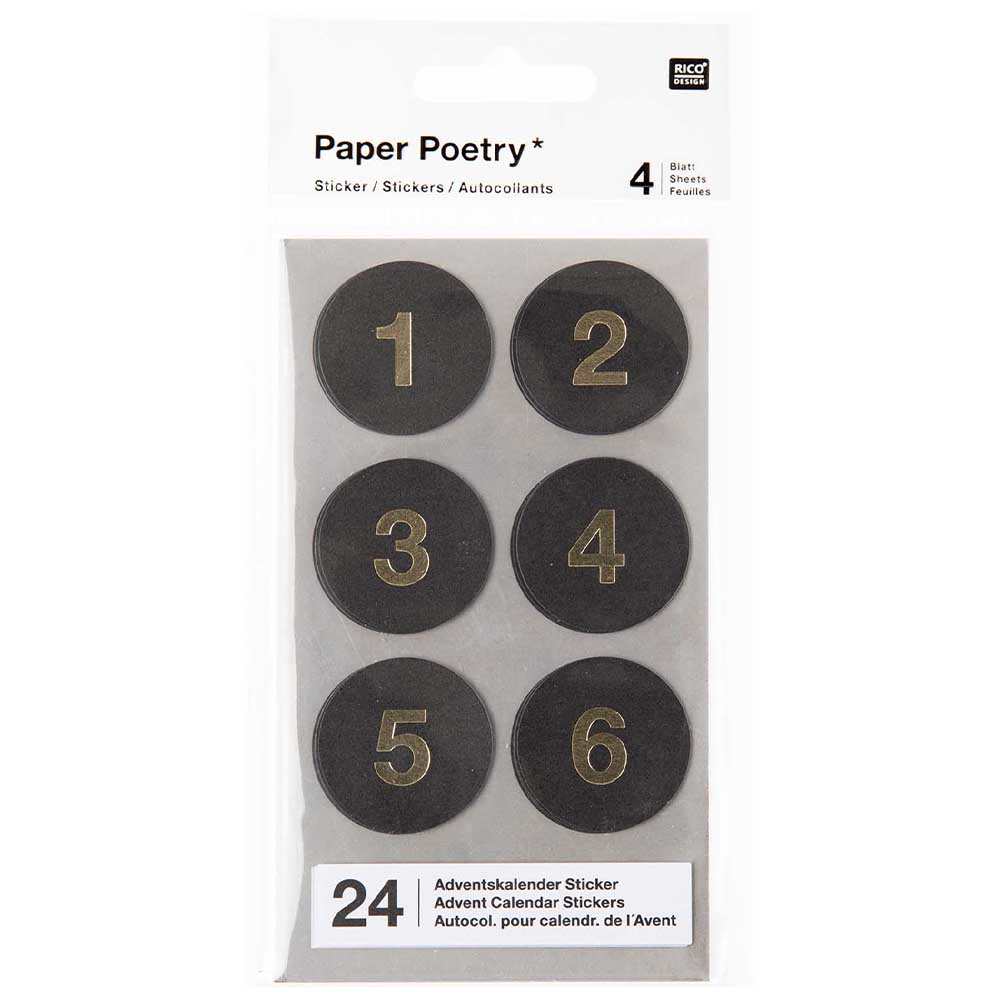 24 Advent Calendar Stickers | With Foil Numbers | 3cm Wide