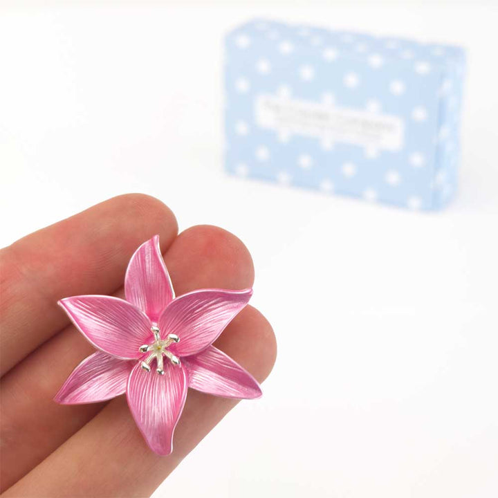 Lily Brooch | Pearlescent Pink | 3.8cm Wide | Mini Gift | Cracker Filler