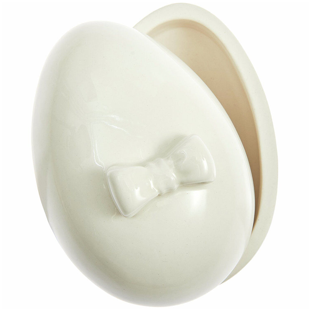 Cute Little Ceramic Egg Shaped Trinket Dish with Lid | 9.5cm Long | Easter Décor
