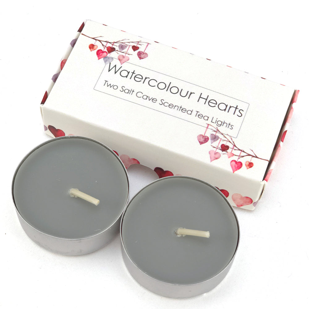 Relaxing Salt Cave Tealight Candles | Watercolour Hearts | Cracker Filler