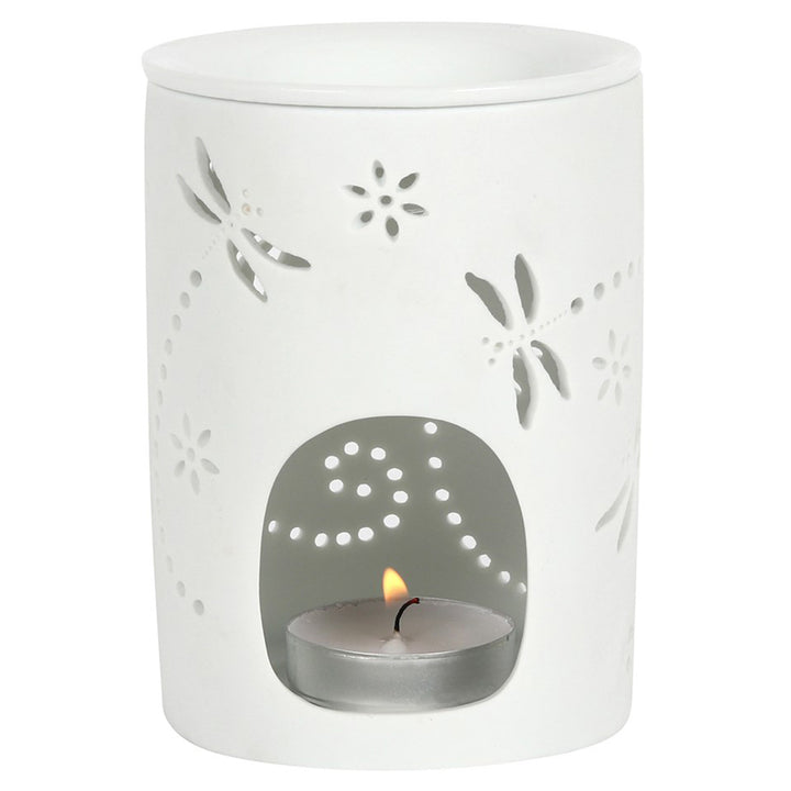 Cut Out Dragonfly | Oil Burner | White Ceramic | 12.5cm Tall