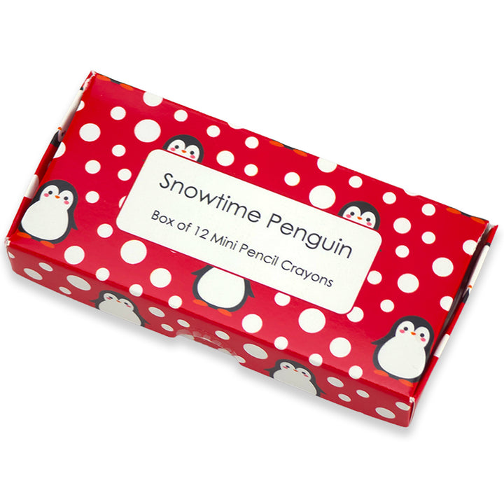 Mini Box of 12 Pencil Crayons | Snowtime Penguin | Cracker Filler Gift