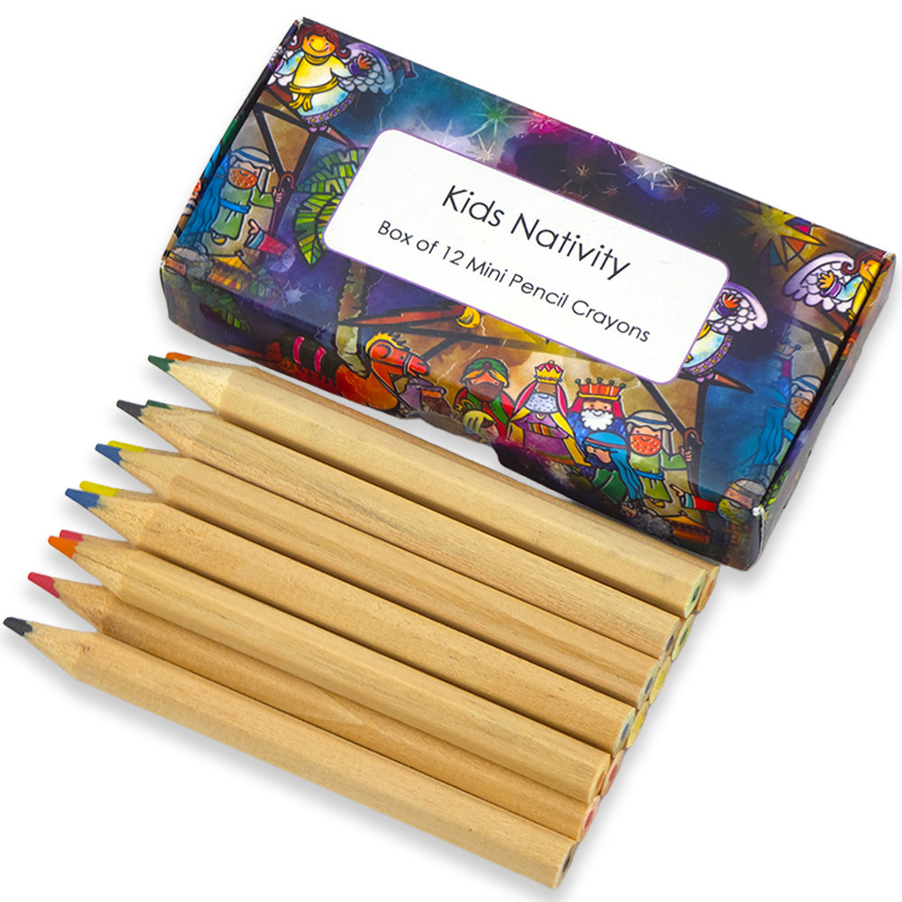 Mini Box of  12 Pencil Crayons | Kids Nativity | Cracker Filler Gift