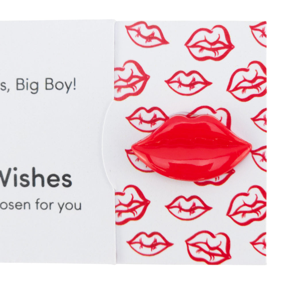 Give Me a Kiss, Big Boy! | Button Wishes Sew On Token | Cracker Filler