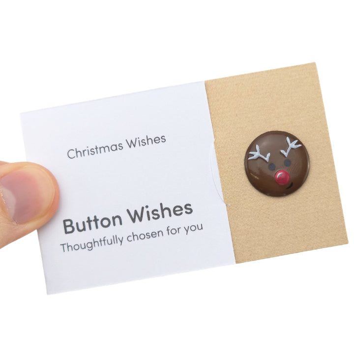 Christmas Wishes | Rudolph | Button Wishes Sew On Token | Cracker Filler