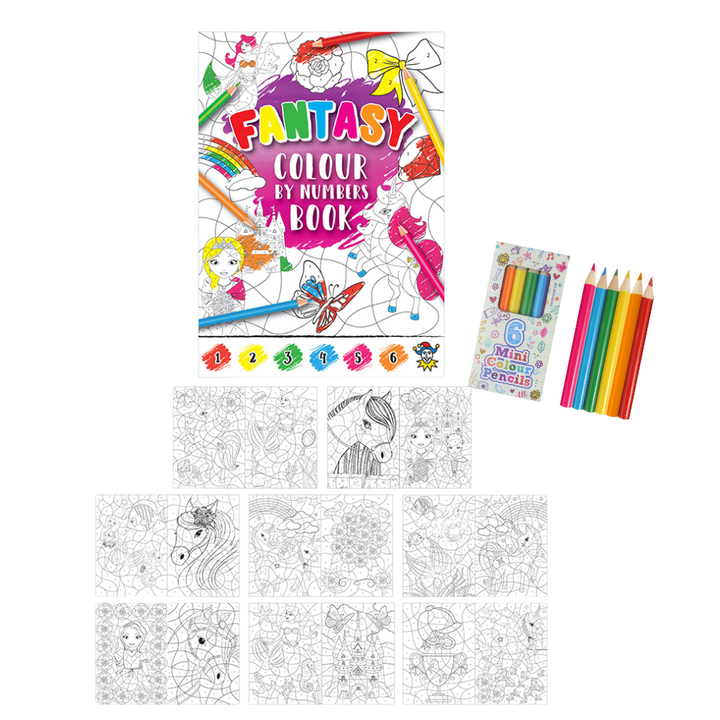 Mini Colour by Numbers Book for Kids | Little Gift | Optional Pencil Crayons
