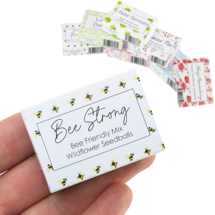 Bee Strong | 6 Seedball Matchbox | Bee Mix | Cracker Filler | Little Gift