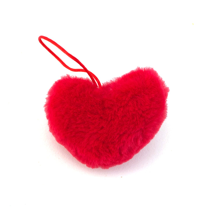 Hanging Faux Fur Pom Pom Heart | 6cm Wide | Mini Gift | Cracker Filler