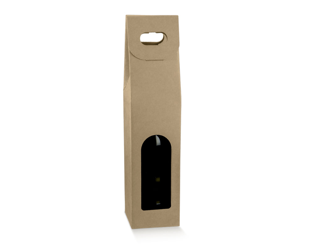 Kraft Cardboard Wine Bottle Gift Box for 1 Bottle