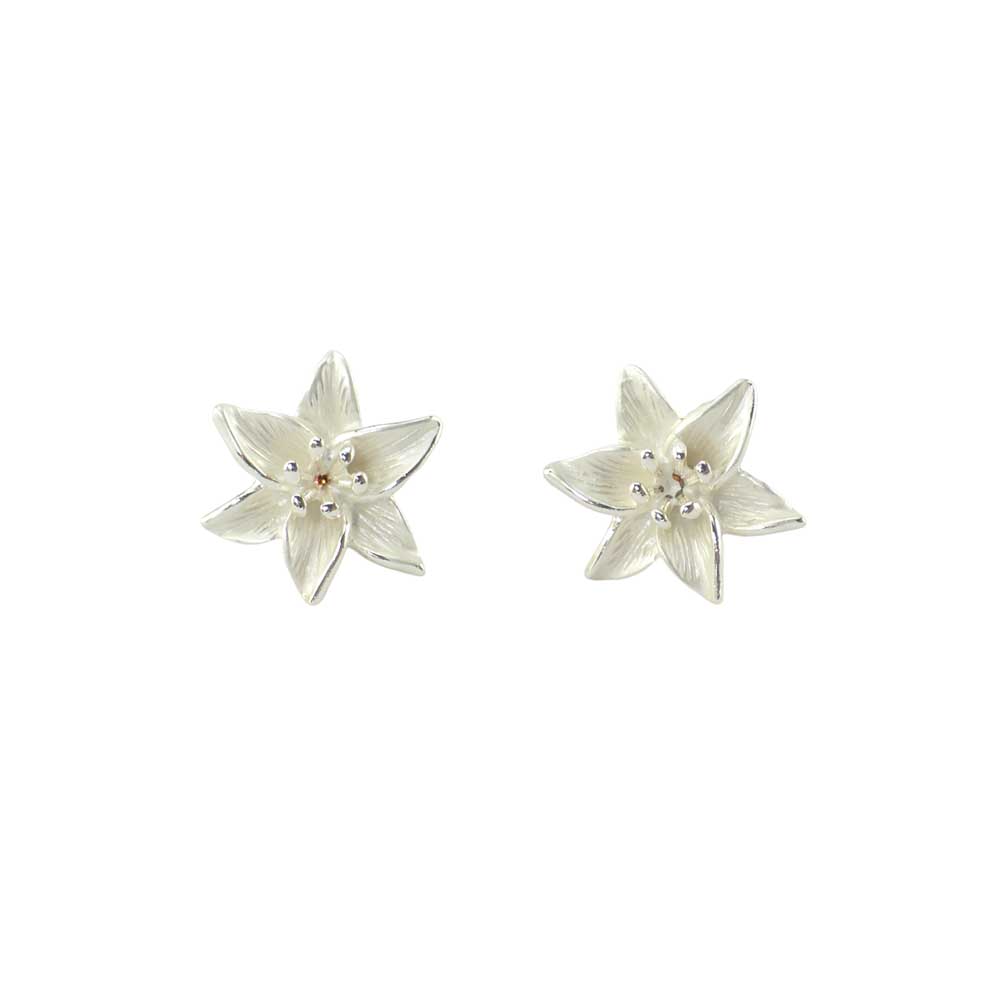 White Lily | Clip On Silver Tone Earrings | Mini Gift | Cracker Filler