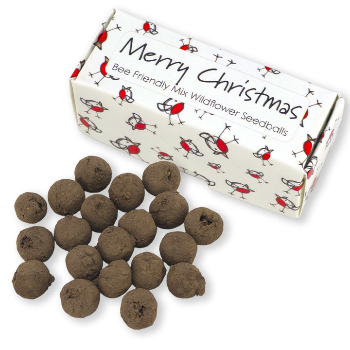 Chirpy Robin | Merry Christmas | Box of 20 Bee Mix Seedballs | Cracker Filler