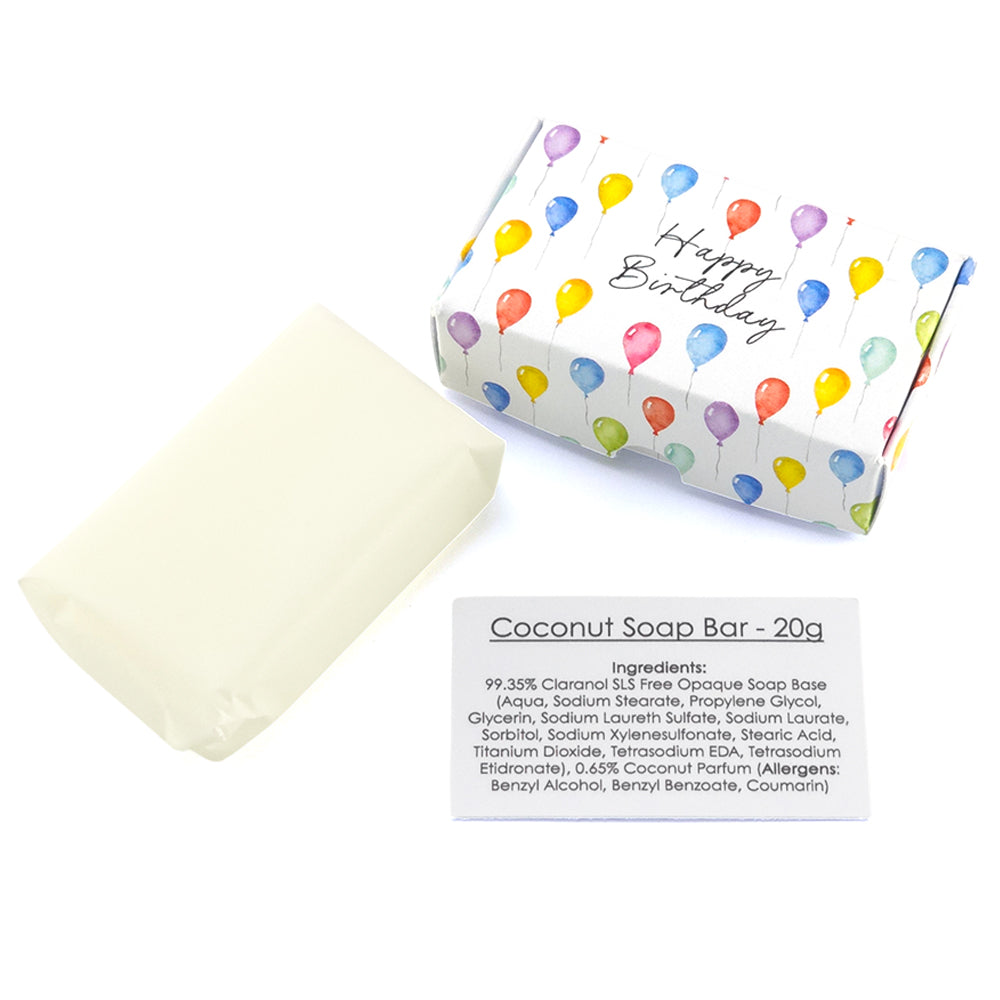 Happy Birthday | Coconut | 20g Travel Soap Bar | Mini Gift | Cracker Filler