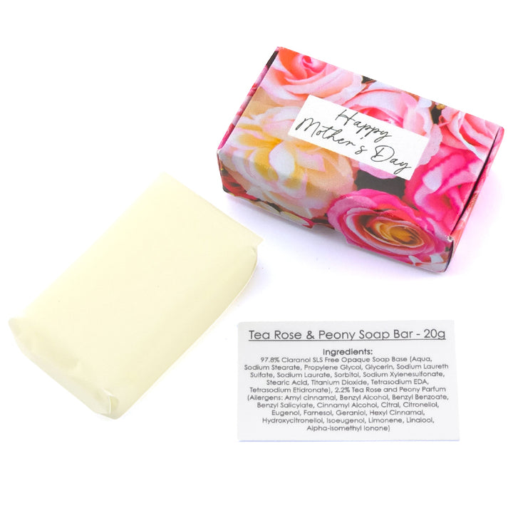 Happy Mother's Day | Tea Rose & Peony | 20g Travel Soap Bar | Cracker Filler