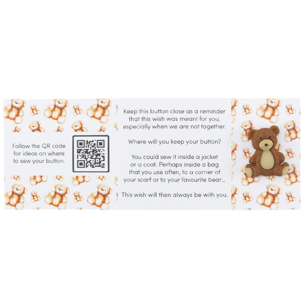 Unlimited Hugs | Teddy Bear | Button Wishes Sew On Token | Cracker Filler