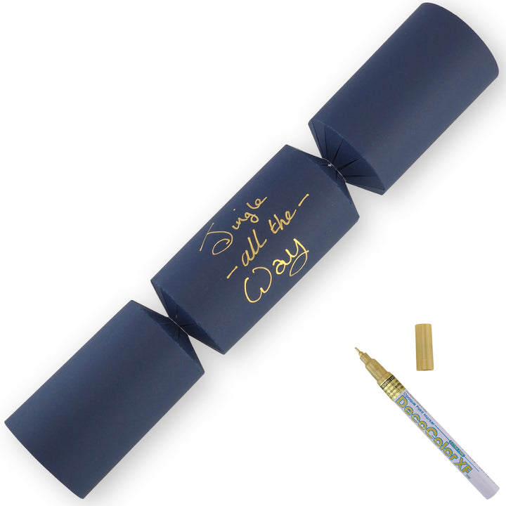 Navy Blue | 12 Personalise Your Own Crackers | Make &amp; Fill Your Own | With Pen