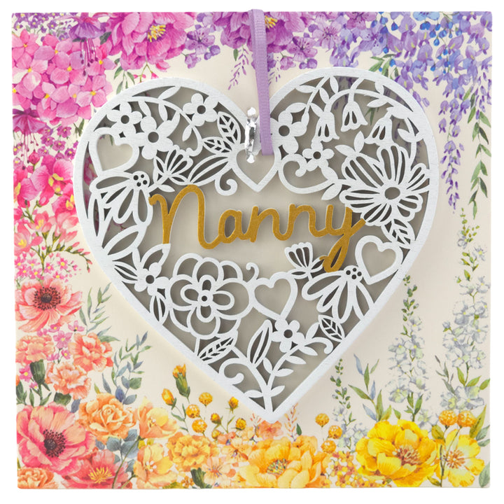 Nanny | Wooden Heart Shaped Hanging Plaque on Decorative Card | Letterbox Gift