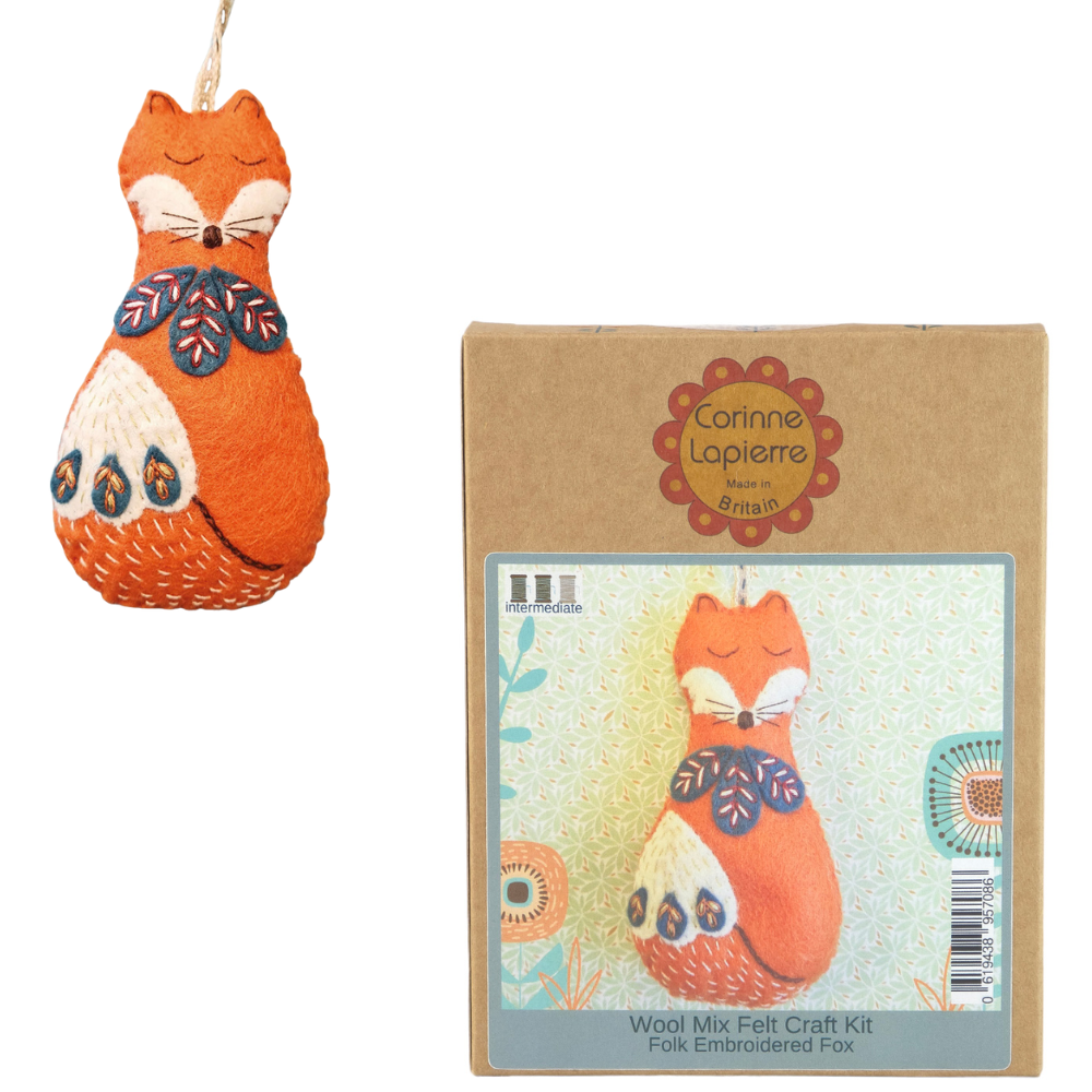 Folk Fox Hanging Ornament | Mini Felt Sewing & Embroidery Kit | Corinne Lapierre