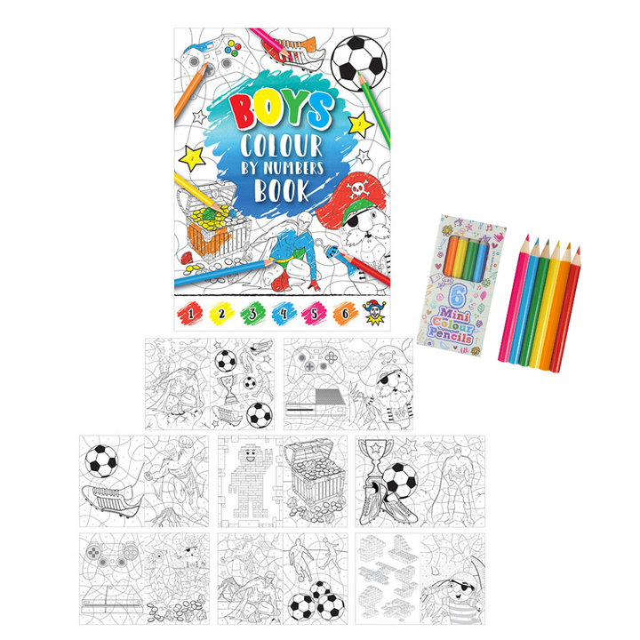 Mini Colour by Numbers Book for Kids | Little Gift | Optional Pencil Crayons