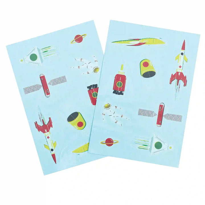 Space Age | Temporary Tattoos | Pack of 2 Sheets | 15x10cm