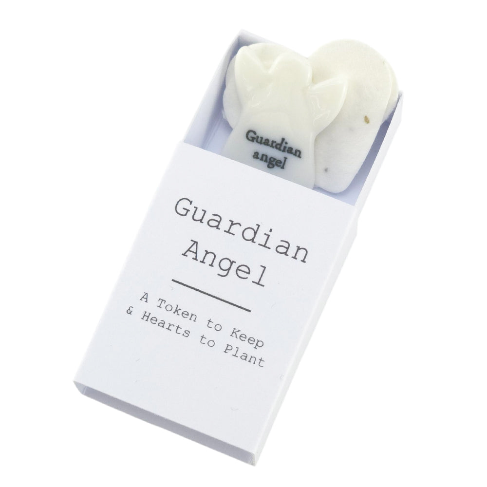 Guardian Angel | Ceramic Token & Hearts to Plant | Cracker Filler | Mini Gift