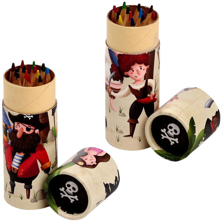 Pirate Madness | Tube of Pencil Crayons for Kids | Single | Mini Gift | Cracker Filler