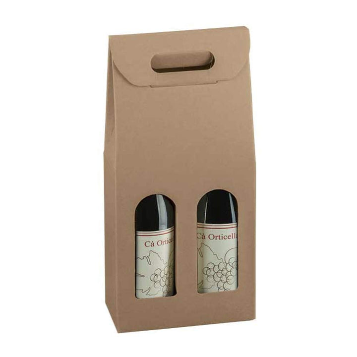 Kraft Cardboard Wine Bottle Gift Box for 2 Bottles