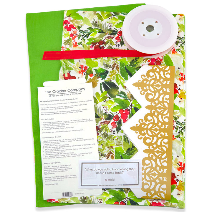 Watercolour Berries | Reusable Fabric Christmas Cracker Set | Assemble &amp; Fill