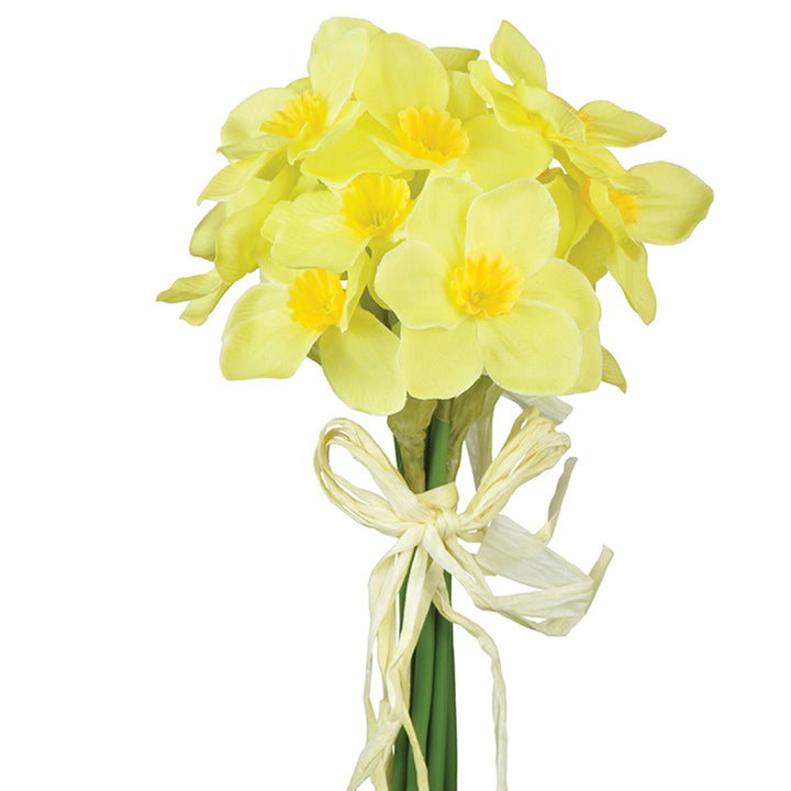 7 Mini Yellow Fabric Daffodils Bunch - Artificial Silk Faux Flowers