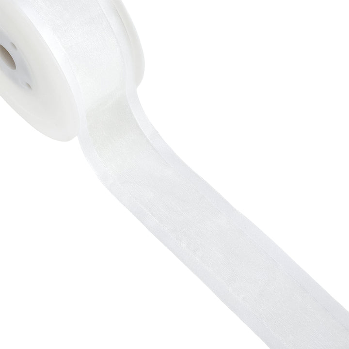 White Wedding | Satin Edged Organza Ribbon | 15, 25, 40 or 70mm Wide | 25m Reel