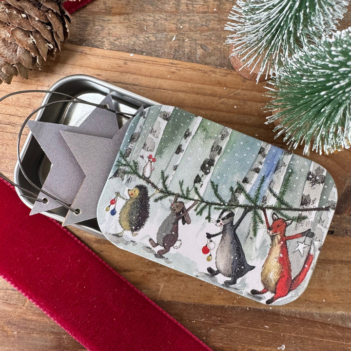 Christmas Forest Friends | Little Slide Shut Tin to Fill | Cracker Filler Gift