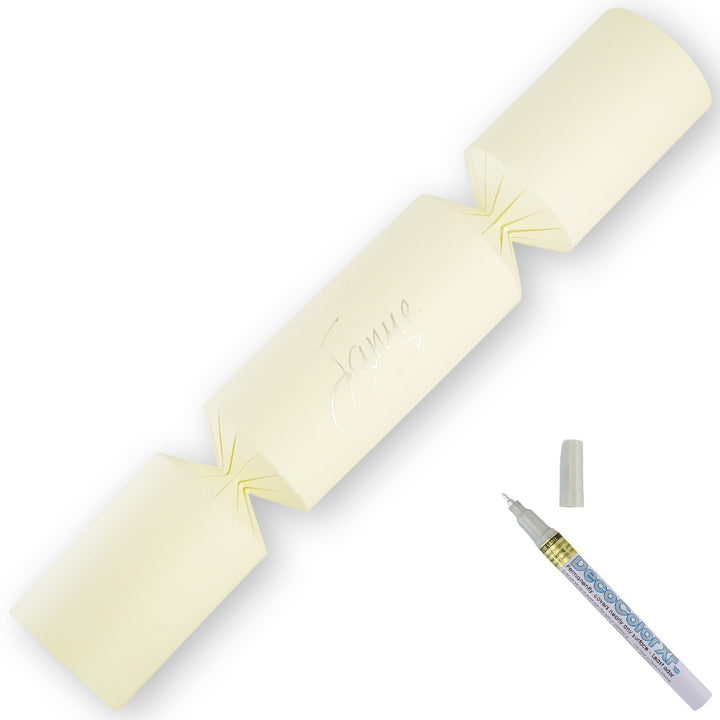 Ivory | 12 Personalise Your Own Crackers | Make &amp; Fill Your Own | With Pen